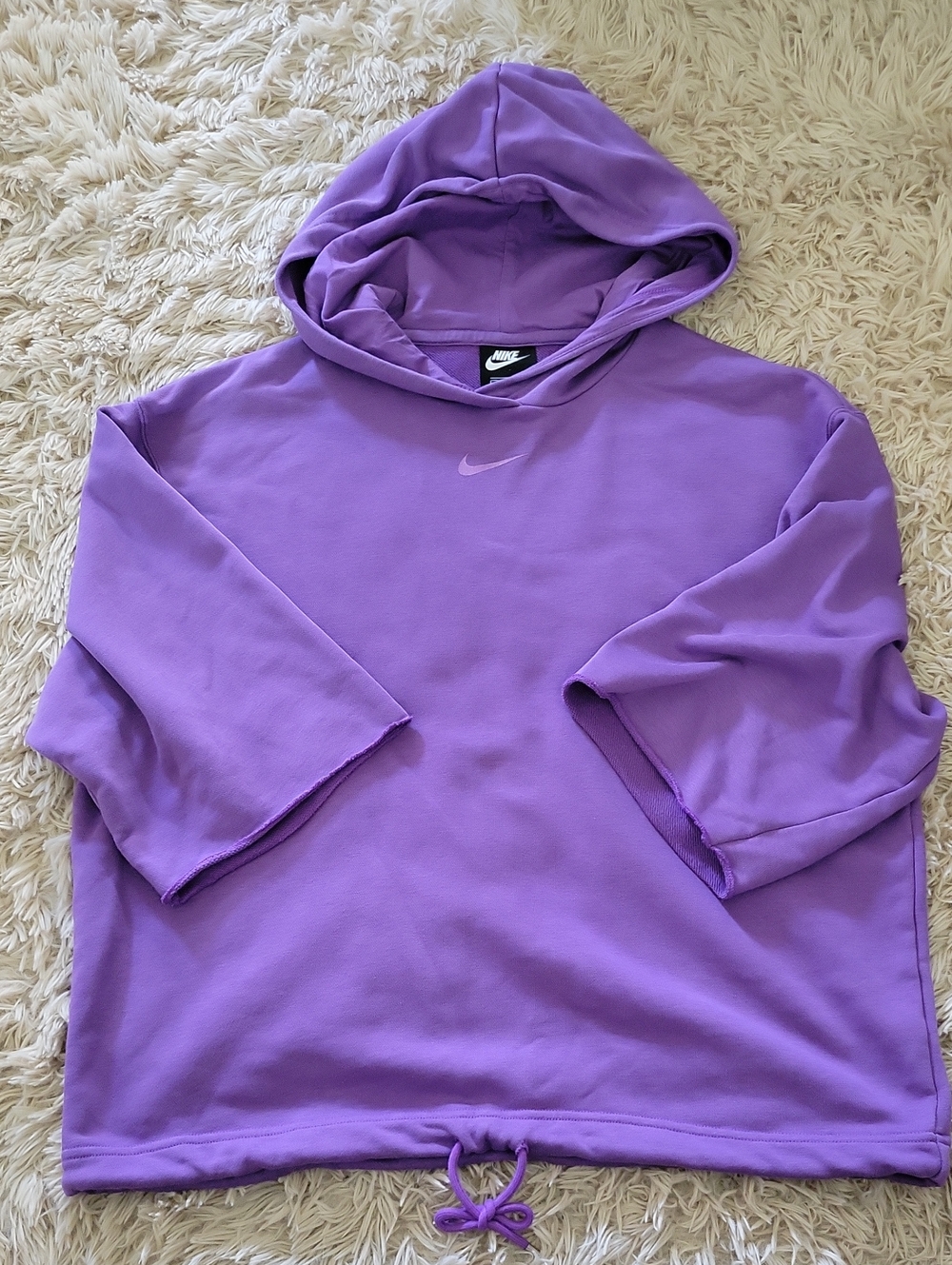 Nike Purple Pullover Hoodie Cropped Sleeves